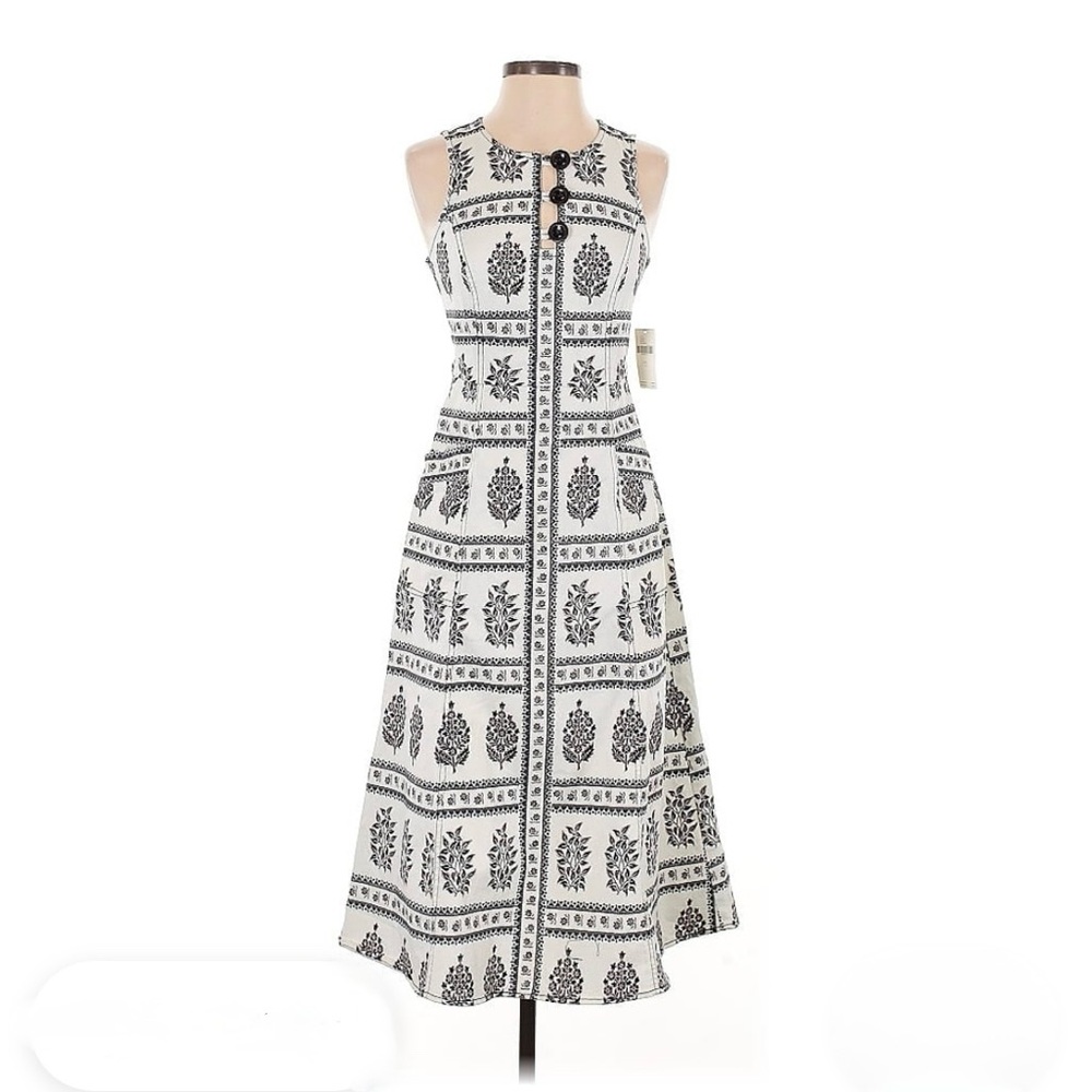 Anthropology Sleeveless Black & Ivory Pink Accent Dress - Size 2 - Floral Print